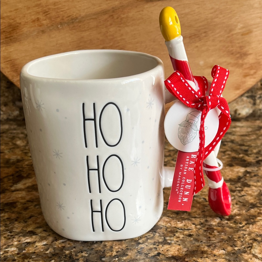 NWT Rae Dunn “HO HO HO” / North Pole Double Sided Glossy Mug